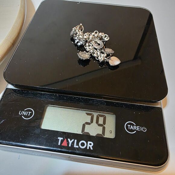 Sterling Silver 925 Rolo Link Charm Bracelet With 8 Charms Measures 7.5 Inches - Picture 10 of 10